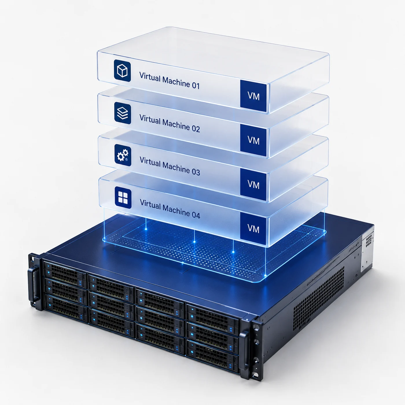 Netser Virtualization 3D render with main server